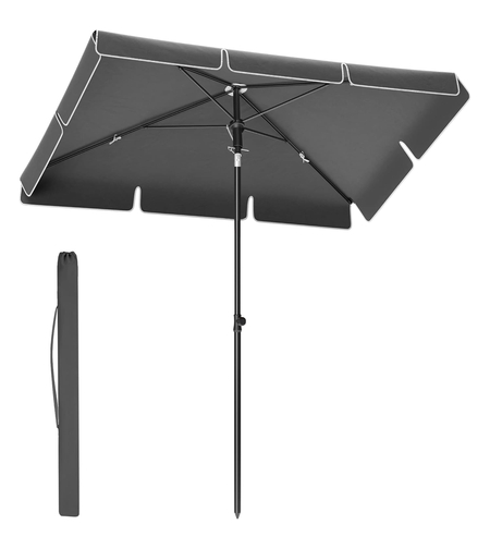 SONGMICS Umbrela terasa sau gradina reglabila, inclinare 2 directii, protectie UV UPF 50+, husa inclusa, 230x150 cm, gri