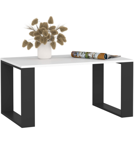 Masuta cafea NOX cu raft inferior, PAL laminat, 92x53x45 cm, alb si negru