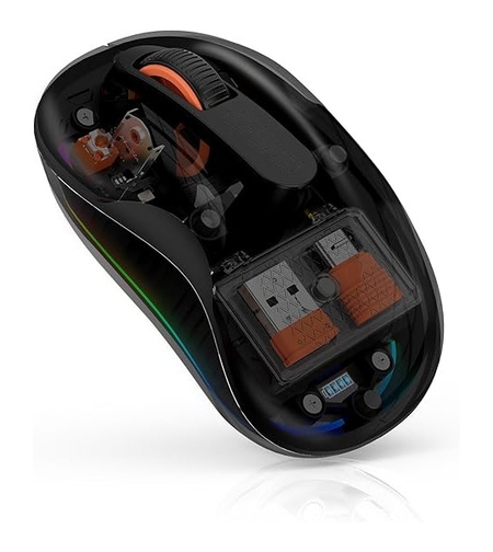 Mouse Wireless, Vafy, Dual Bluetooth, 2.4 GHz, Multi Device, USB-C, 4 Niveluri DPI 800-2400, Reincarcabil, Iluminare LED, Compatibil MacBook/iPad/Laptop, 10 x 6 cm, Negru