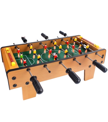 Masa de fotbal cu teren si 18 jucatori Flippy, 6 manere, cu tablou pentru scor, din metal, lemn si ABS, 50 x 25 x 18 cm, cu picioare, pentru copii/adulti