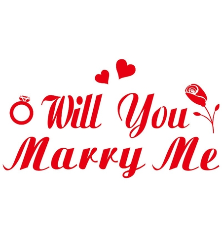 Sticker Autocolant, Flippy, Tematica Nunta, Model Scris Will You Marry Me, 21x29 cm, Rosu