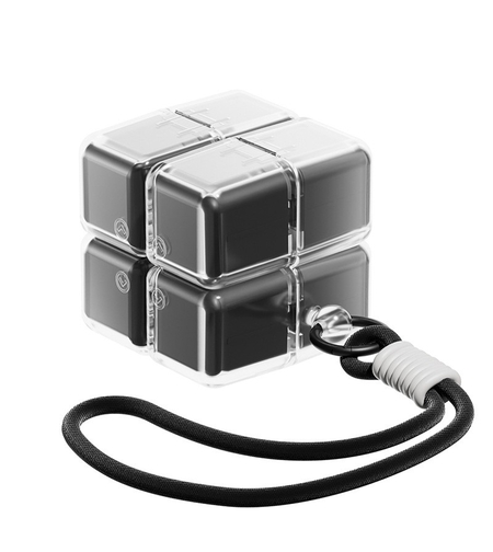 Cutie pentru Medicamente, Vafy, Model Rubik' Cube, cu Curea de Agatare, Dozator Portabil de Medicamente, Dispenser Pastile, estimat pentru 7 zile, 7.3 x 6 x 6 cm, Negru