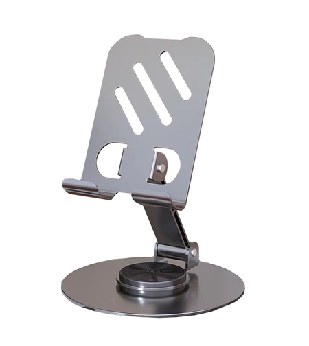 Suport rotativ pentru telefon, Flippy, Complet Metalic, Pliabil, Design Modern pentru Desktop, Multifunctional, Compatibil cu Tableta, 10.5 x 9 x 9 cm, 80 g, Gri