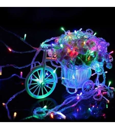 Instalatie de Craciun cu Baterii Tip Liniar, 2 jocuri de lumini, Fir Transparent 2 m 20 LED -uri, Multicolor
