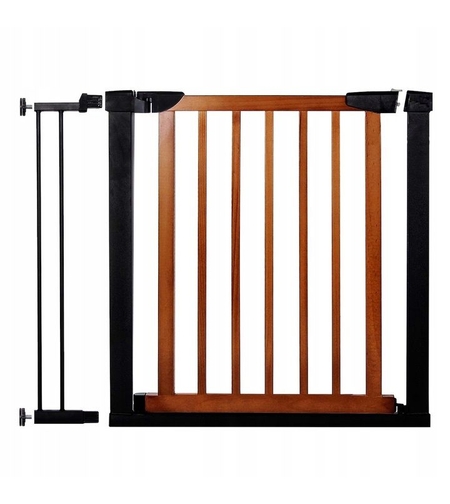 Poarta de siguranta Safety Gate pentru scari, ajustabila 90-96 cm, din otel si lemn, negru maro