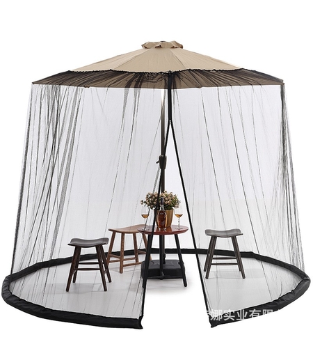 Plasa anti-tantari si insecte Flippy, pentru umbrela de soare, inaltime 2.4 m, diametru 3.8 metri, circumferinta negru