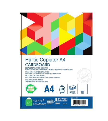 Hartie Copiator A4 Mutual Trust Cardboard, Flippy, 80 g/mp, 100 coli/top, 210 x 297 mm, Hartie Multifunctionala pentru Printare, Copiere si Proiecte Creative