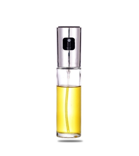 Pulverizator Ulei, Otet, Vafy, din Sticla, 100 ml, Reincarcabil, 18.3 x 4.3 cm, Capac Lucios, Argintiu