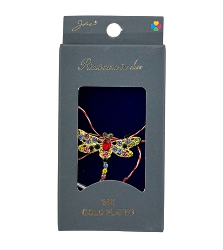 Martisor Brosa Placata cu Aur 24K, Jolie, Dimensiune Brosa 2-3 cm, Model Libelula cu Pietre, Multicolor