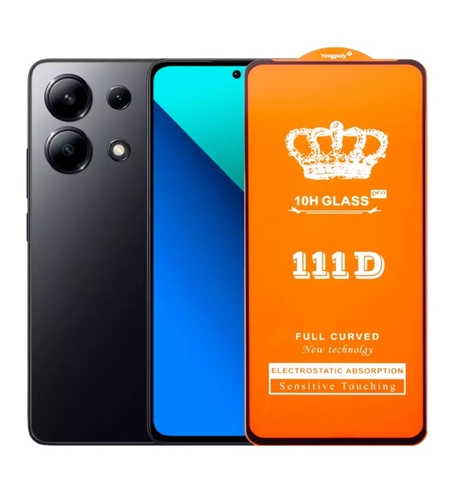 Folie Sticla Securizata pentru Xiaomi Redmi Note 13, Vafy, Compatibila cu Xiaomi Redmi Note 13, Full Cover 111D, HD, Margini Negre, Transparenta