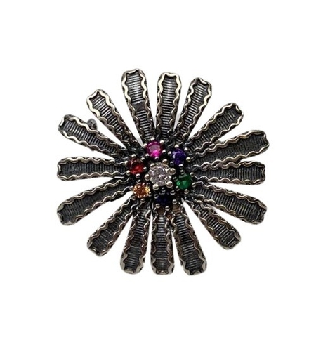 Brosa din Argint 925 Floare Filigran cu Piatra