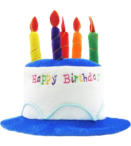Palarie Happy Birthday, Flippy, Accesoriu pentru Petrecere, Model Tort, Tematica Aniversare, 60x60x55 cm, Albastru