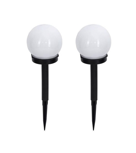 Lampa solara LED pentru Gradina, Flippy, Set 2 Bucati, Tip Glob/Sferica, 37 cm, Diametru 10 cm, Buton On-Off, Multicolor, Negru/Alb