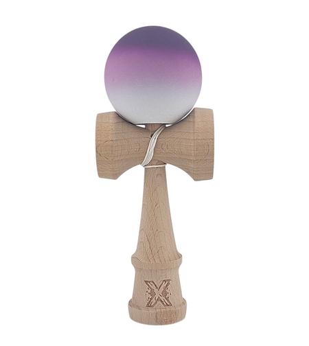 Kendama X Originala, Profesionala, Flippy, din Lemn, Rubber Grip, 18 cm, Negru/Maro/Alb