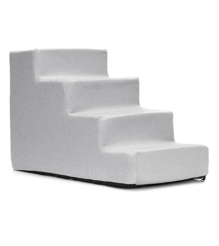Scara pentru animale de companie, caini sau pisici, 4 trepte, antiderapanta, husa detasabila, inaltime 40 cm, gri deschis