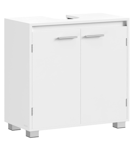 VASAGLE Dulap baie pentru suport lavoar, MDF, 2 compartimente, raft interior reglabil, 30x60x60 cm, alb