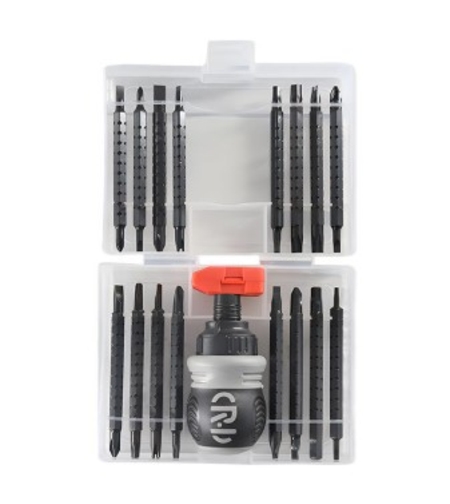 Set de Surubelnite 34-in-1 cu Clichet, Vafy, Set de Uz Casnic pentru Repararea Electronicelor Mici, Maner durabil, 12 x 10 x 5 cm, Negru Mat