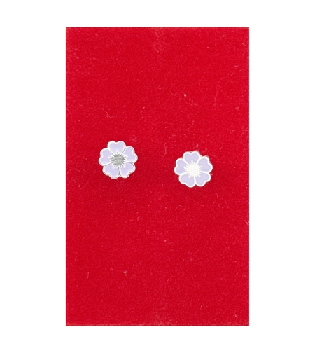 Cercei pentru Copii Argint 925, Jolie, Model Floricele, cu Email Colorat, 1.26 g, Argintiu