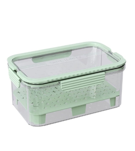 Cutie pentru Depozitare Alimente, Flippy, de Uz Casnic, 2 Compartimente, Zona pentru Gheata, Mentinere Fresh, cu Maner, Material PET, 23x15x10.8 cm, Verde