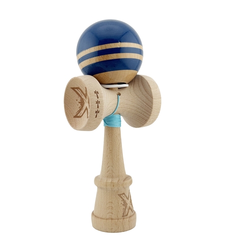 Kendama X Originala RAINBOW, Profesionala, Flippy, Cupe Mari KING SIZE V3, Super Sticky, Gaura in Baza, Rulment Metalic, din lemn 18 cm, Ata 62/65 cm, Albastru/Maro