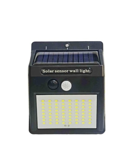 Lampa cu incarcare solara si senzor de miscare pentru exterior, 64 LED cu distanta de inductie, montaj pe perete, fara cabluri, Flippy
