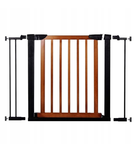 Poarta de siguranta Safety Gate pentru scari, ajustabila 96-103 cm, din otel si lemn, negru maro