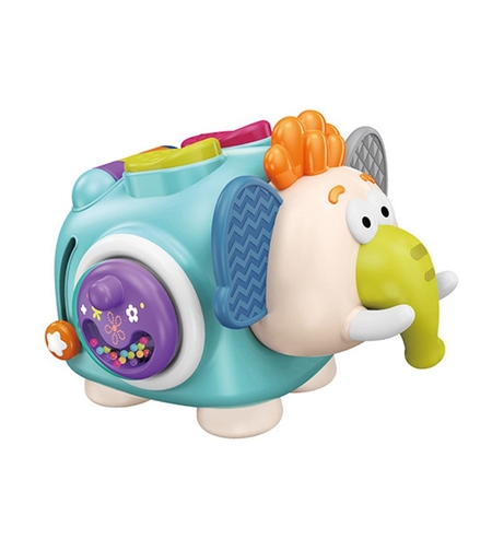 Jucarie interactiva Montessori, Flippy, Jucarie pentru Bebelusi, Model Elefant Dragut, din Plastic rezistent, Varsta 18+ luni, 21 x 16 x 14 cm, Verde deschis