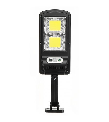 Lampă stradală solară Flippy, cu telecomandă, 36 cm x 11.5 cm, 108 COB LED, 2592 Lumeni, 21.6 W - echivalent 172 W bec incadescent, IP65, Senzor de Miscare, Senzor de Lumina, 2 Grile, Alb Rece