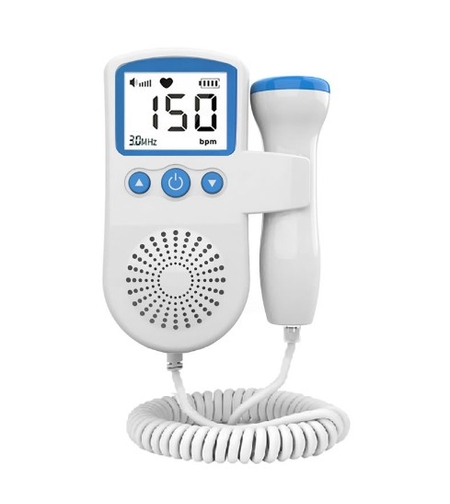 Monitor Fetal Doppler, Vafy, Monitorizare Sarcina, Ritm Cardiac, Ecran LCD 4.5 cm, 2 x Baterii AA (neincluse), Portabil, din ABS, 12.8 x 9.6 x 3 cm, Utilizare de la 9 Saptamani, Albastru