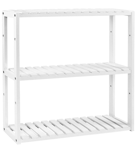SONGMICS Raft de depozitare din bambus, 3 polite, pentru bucatarie sau baie, 60x15x54 cm, alb
