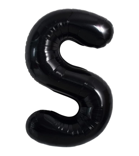Balon Folie Metalizata Litera S, Flippy, 40 cm, Umflati cu Heliu sau Aer, Ambalaj Individual, Pai inclus, Negru