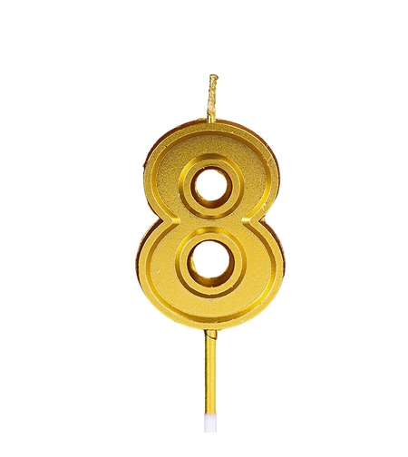 Lumanare pentru Tort Cifra 8, Flippy, 4.8 cm, Aniversare, Aurie