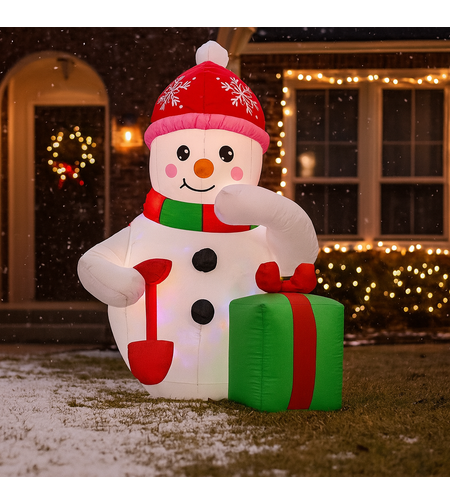 Om de zapada gonflabil pentru exterior, cu iluminare LED, 180 cm, compresor integrat, alb