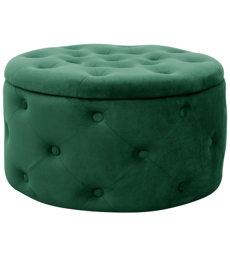 Taburet Alia cu spatiu depozitare, tapitat cu velur, 55x30 cm, verde