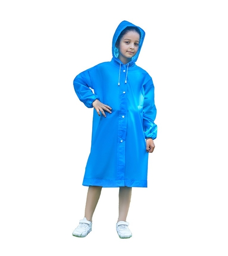Pelerina de Ploaie, Flippy, pentru Copii 100-145 cm, din EVA, Impermeabila, Inchidere cu Capse, Albastru