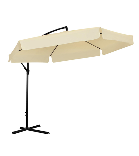 Umbrela gradina tip banana cu mecanism inclinare, impermeabila, diametru 300 cm, husa inclusa, bej