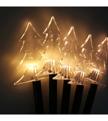 Set 5 Lampi solare LED de exterior Tip Brad pentru gradina Vafy, 37 cm, Alb Cald