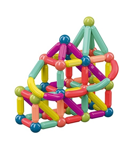 Set 36 piese magnetice de constructie, Flippy, Forme geometrice, Multicolor