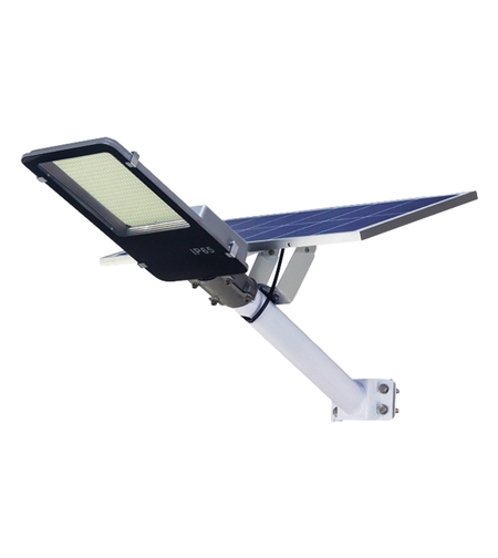 Lampa solara stradala Flippy, pentru curte sau strada, finisaj lucios, rezistent la apa, montare prin fixare, senzor lumina, baterie de litiu, IP65, lumina rece, putere 500W, autonomie 10 ore, 49.5 x 21 x 9 cm, negru