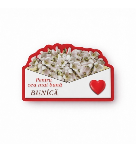 Magneti Decorativi Martisor, Set 24 Piese, Jolie, Tema Mesaj Pentru Cea Mai Buna Bunica, Carton Laminat cu Magnet Flexibil, 8x6 cm, Multicolor