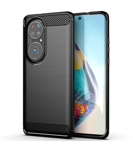 Husa de Protectie pentru Huawei P50 Pro, Vafy, Protectie 360, din TPU cu element de Carbon, Anti Alunecare, 1.8 mm, Negru