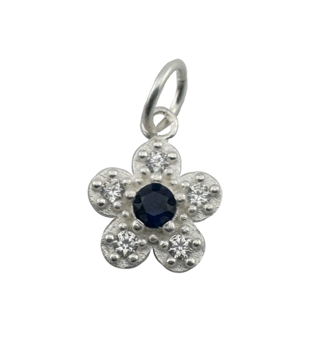 Pandantiv din Argint 925, Jolie Silver, pentru Dama, Model Floare Cu Pietre de Zirconiu Cubic, 1 x 1 cm, 0.9 g, Argintiu/Bleumarin