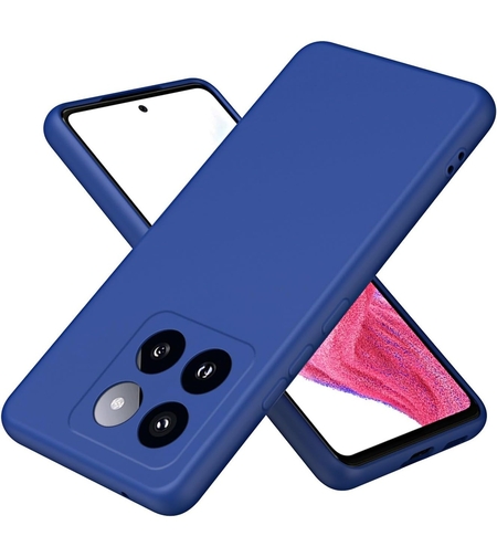 Husa de Protectie, Vafy, pentru Xiaomi 14, Liquid Silicone, cu Microfibra pe Interior, Protectie Antisoc, Compatibil Incarcare Wireless, Albastru