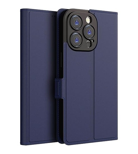 Husa de Protectie Tip Carte, Vafy, pentru Apple iPhone 11 Pro Max, Flip Cover Oglinda, din Piele Ecologica si PC, Albastru