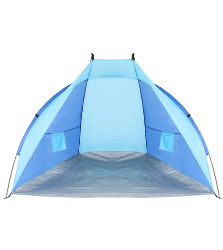 Cort plaja pentru 2 persoane, cu protectie UV si podea izolanta, 200x100x105 cm, albastru