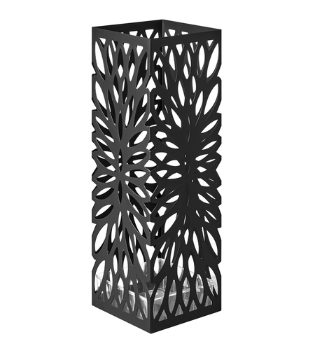 SONGMICS Suport metalic pentru umbrele, cu carlige si tava de picurare, 16x16x49cm, negru