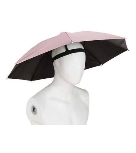 Umbrela de Cap, Flippy, Diametru 69 cm, Banda Elastica de Cap, Protectie UV/Ploaie, Roz