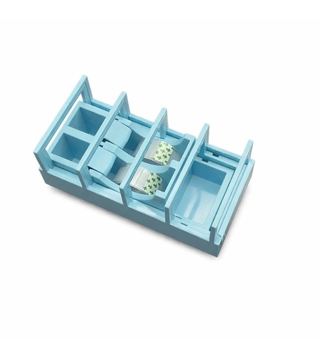Dispenser de Banda Adeziva, Flippy, Suport pentru Banda Adeziva pentru Birou, Scoala, din Plastic, 15,5 x 7,7 x 7,4 cm, Albastru deschis