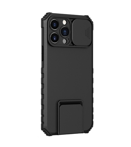 Husa Defender cu Stand pentru iPhone 11 Pro Max, Negru, Suport reglabil, Antisoc, Protectie glisanta pentru camera, Vafy