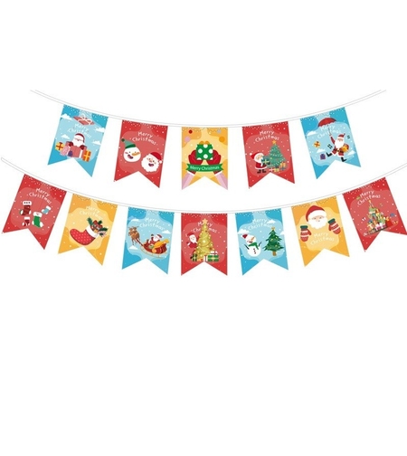 Decoratiune de Craciun, Flippy, Tip Banner, 12 Piese, pentru Usa sau Perete, Multicolor, Sfoara Inclusa, Model B